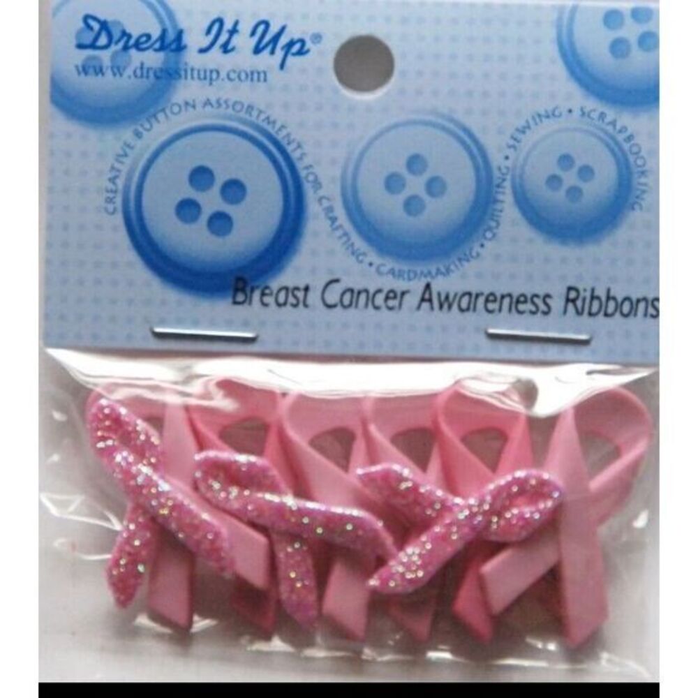 Breast‎ Cancer Awareness Ribbon Buttons by Jesse James / Dress It Up # 5789